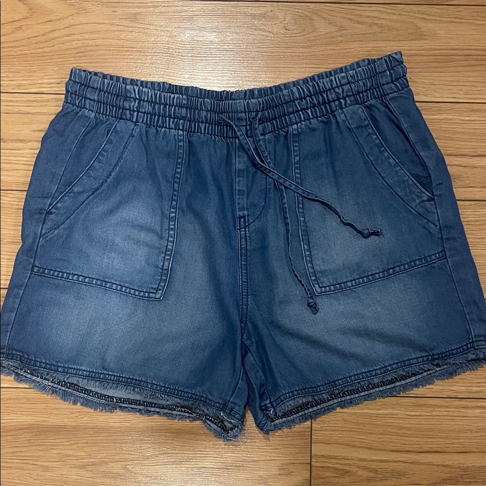 Jordache short elastic band and strings size smal (but fit medium) blue denim